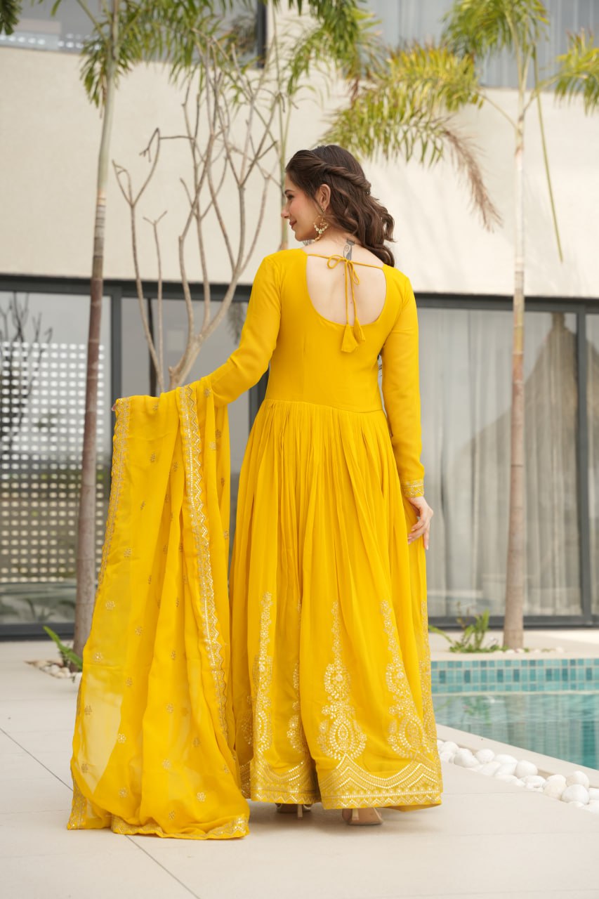 Zari Sequence Work Gown