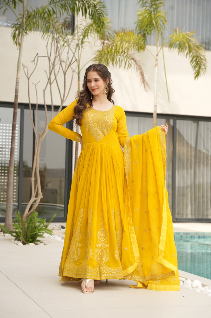 Zari Sequence Work Gown