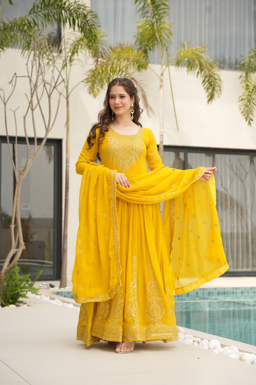 Zari Sequence Work Gown