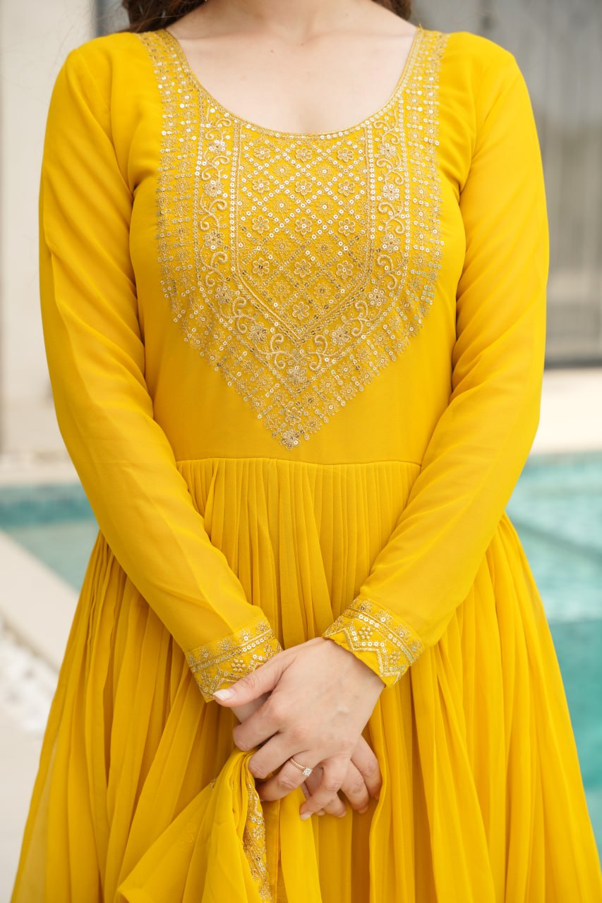 Zari Sequence Work Gown