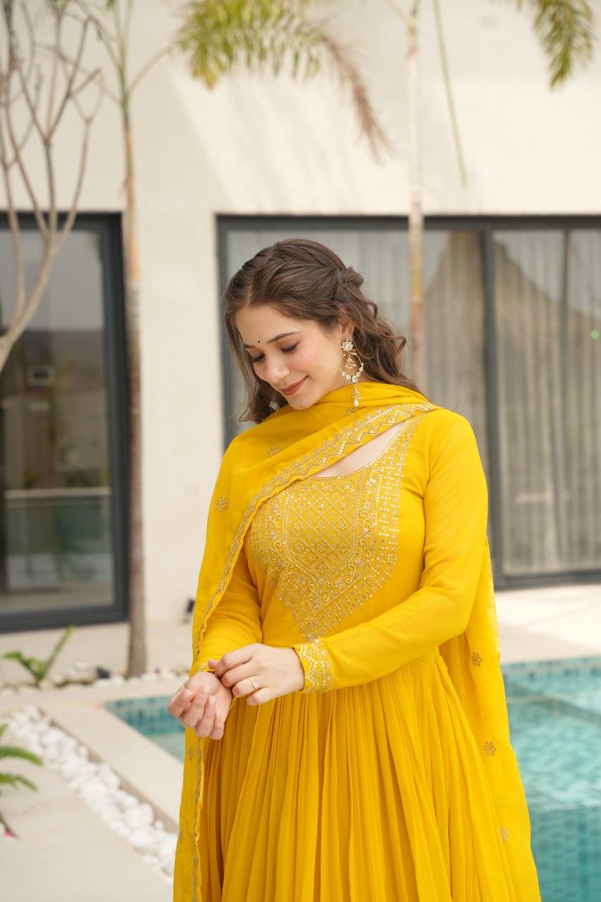 Zari Sequence Work Gown